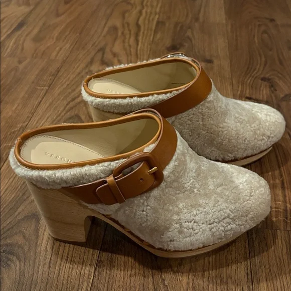 Veronica Beard Shearling and Leather Mules - Picture 4 of 10